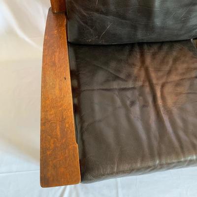 Lot 59- Craftsman Style Wood And Leather Couch