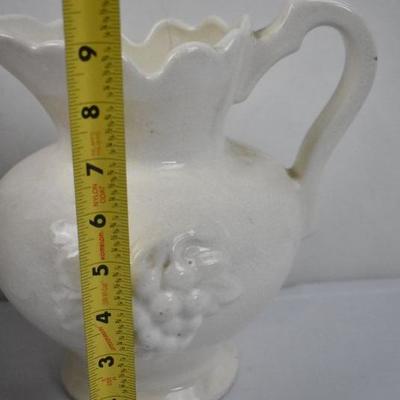 3 Large Porcelain Pitchers: One Pink/Cream & Two Cream
