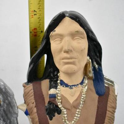 2 Piece Hand Painted Statuettes, Native American, Ceramic