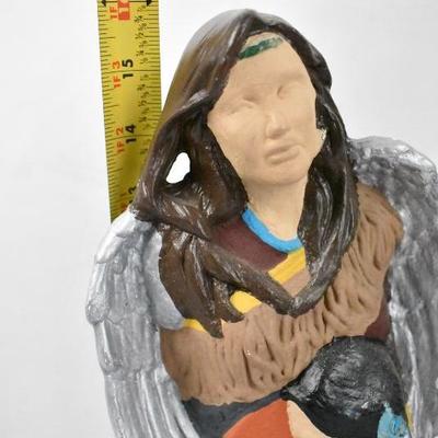 2 Piece Hand Painted Statuettes, Native American, Ceramic