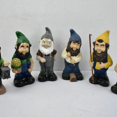 6 Piece Garden Gnomes: Ceramic, Hand Painted