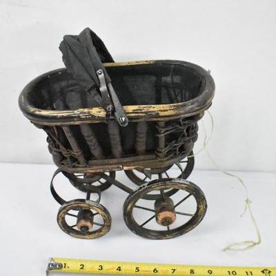 Metal & Wood Doll Carriage/Buggy
