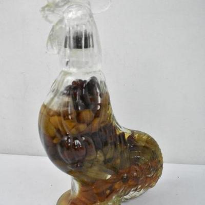 Glass Rooster Filled with Oil & Olives Sealed