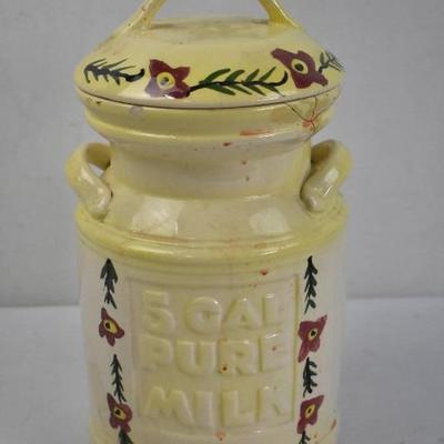 Yellow & Floral Milk Canister Decor