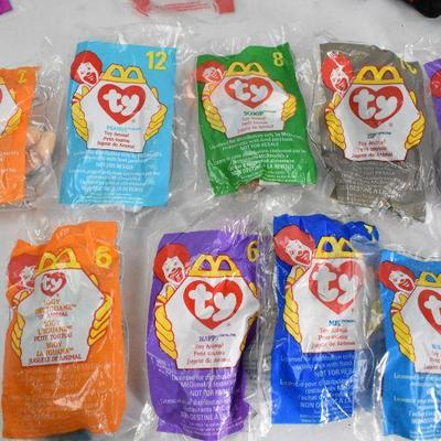 18 Piece McDonald's Ty Beanie Baby Toys - 10 are in Sealed Packages
