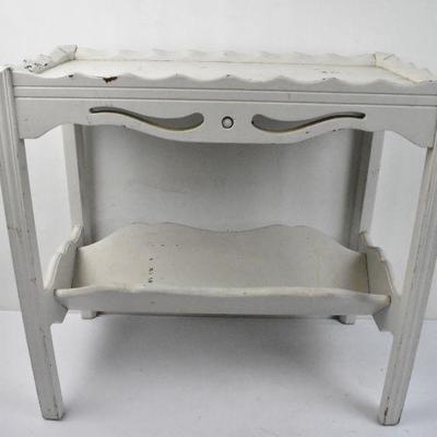 Small End Table with Shelf, Cream/Gray