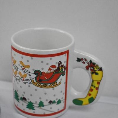 7 Piece Winter/Christmas Dishes: 2 Plates, 2 Bowls, and 3 Mugs