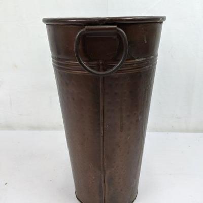 Metal Ash Bucket, Dark Brown/Copper