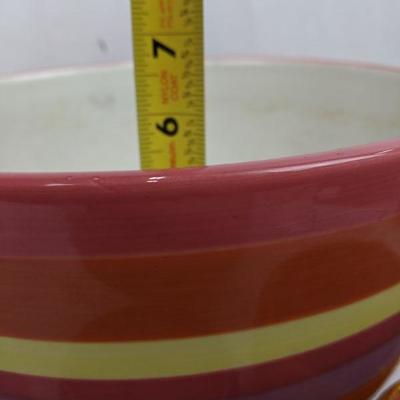 4 Piece Ceramic Pots - Large Pink/Orange/Yellow, Smaller Blue/Purple/Yellow