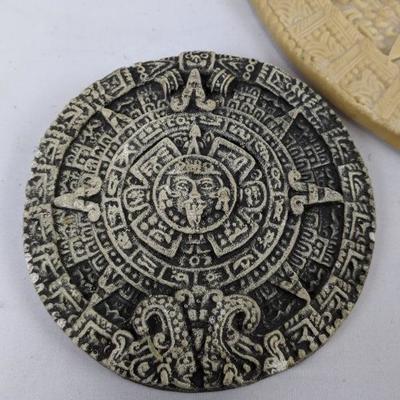 5 Piece Mayan/Aztec Decor - 3 Circles, 1 Platter, 1 Pyramid