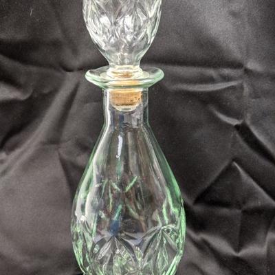 4 Piece Clear Glass Lot - Green Tint Decanter, Small Pitcher, & Antique Bottles