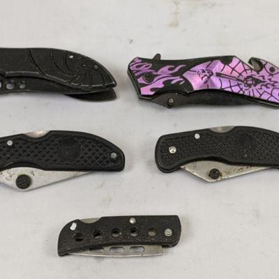 5 Piece Knife Set - 1 Purple & 4 Black