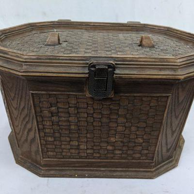 Brown Octagonal Plastic Storage with Sewing Supplies Included