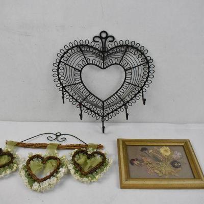 3 pc Heart & Floral Wall Decor