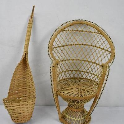 2 pc Wicker, including 1 small chair (doll size)