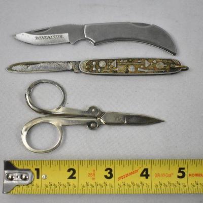 3 pc. Winchester Pocket Knife, Pocket Knife, Fold-Up Embroidery Scissors