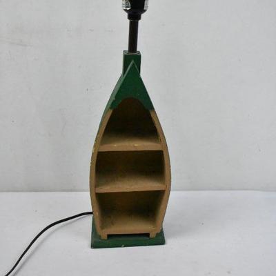 Wooden Boat Lamp with Shelves. No shade
