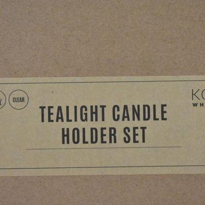 Tealight Candle Holder Set of 3, Clear Glass by Koyal Wholesale - New