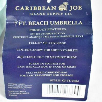 Caribbean Joe 7' Tilting Double Canopy Beach Umbrella with Case, Mint - New