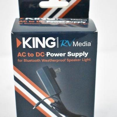 King AC/DC Adapter for Bluetooth Weatherproof Speakers - New