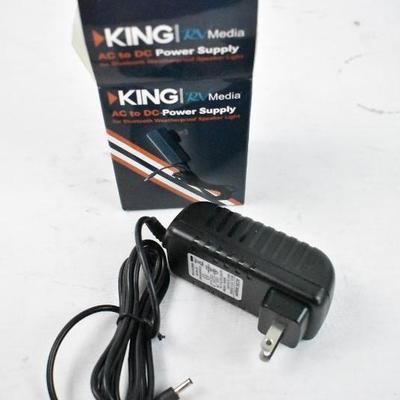 King AC/DC Adapter for Bluetooth Weatherproof Speakers - New