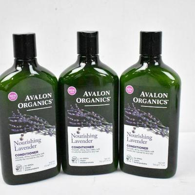 Avalon Organics Nourishing Lavender Conditioner, 3 Bottles, 11 oz Each - New
