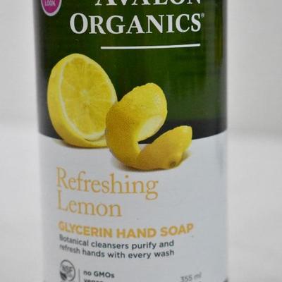 Avalon Organics Refreshing Lemon Glycerin Hand Soap, 3 Bottles, 12 oz Each - New