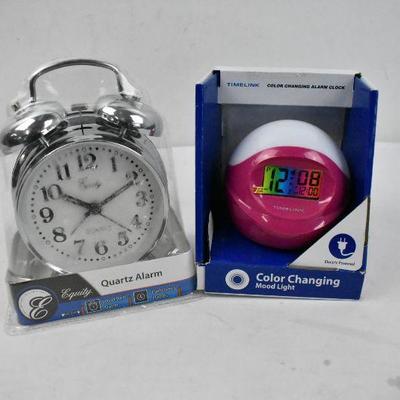 2 Alarm Clocks: 1 Vintage style and 1 Color Changing - New