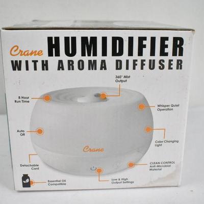 Crane Personal Humidifier and Aroma Diffuser, Model EE-5951AD, White - New