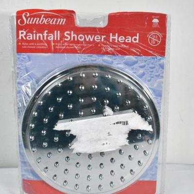 Sunbeam Chrome Round Rainfall Shower Head - New, Open Package