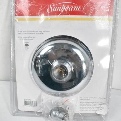 Sunbeam Chrome Round Rainfall Shower Head - New, Open Package