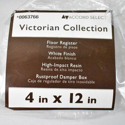 Plastic Floor Register, White, Victorian Design, 4