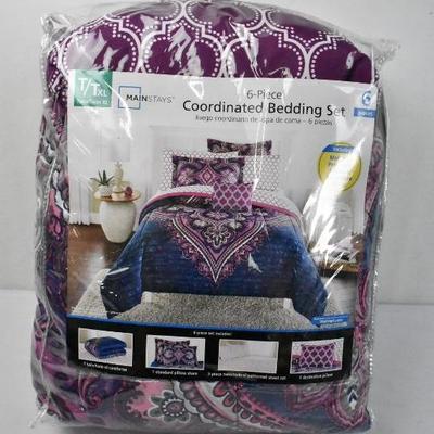 Mainstays Grace Medallion Purple Bed in a Bag Complete, Twin/Twin XL - New