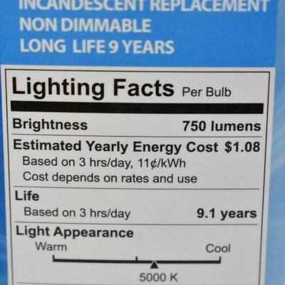 LED Light Bulbs, Package of 4, 60W Equivalent, Non Dimmable - New
