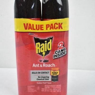 2 Pack Raid Ant & Roach 17.5oz Each - New