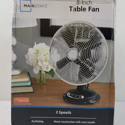 Mainstays 8-Inch Metal Table Fan - New