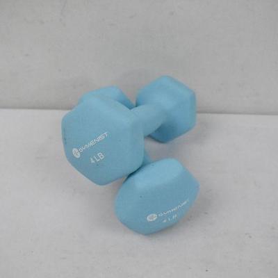 Gymenist Blue Dumbbells, Two 4 Pound Weights - New