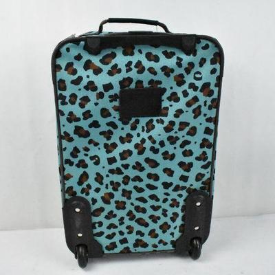 Rockland Blue Leopard Soft-Sided Suitcase, 19