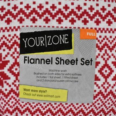 Your Zone Full Flannel Sheet Set Christmas Pattern - New
