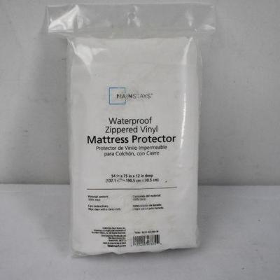 Mainstays Full Waterproof Zippered Vinyl Mattress Protector, 54