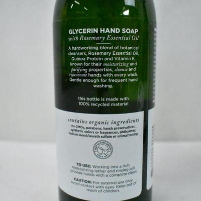 Three Avalon Organics Rosemary Glycerin Hand Soap Lemon, 12 Oz Each - New