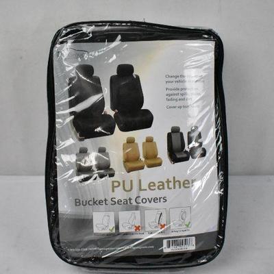 PU Black Leather Bucket Seat Covers - New