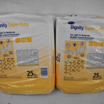 2 Packs of Hartmann Dignity Super-Duty 25 Pads (50 Total) - New