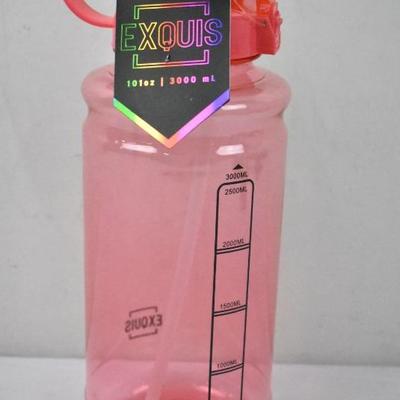 Large Sports Water Bottle by Exquis. Pink, 101 ounces - New
