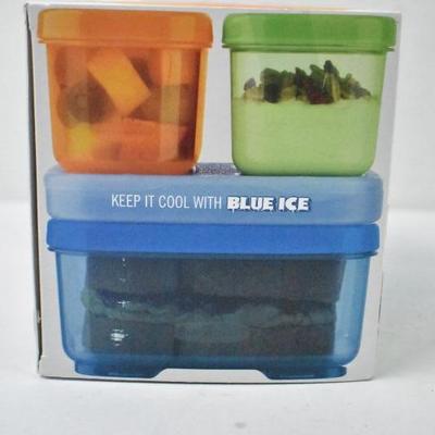 Rubbermaid Lunch Blox Kids Lunch Kit 1.2 cups & 2.6 cups & Blue Ice - New