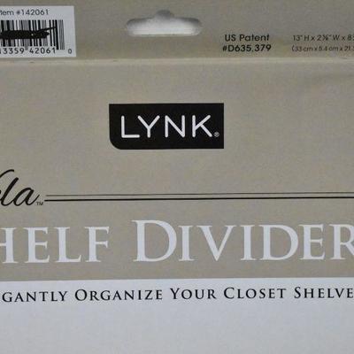 Lynk Vela Shelf Dividers - Closet Shelf Organizer (2 sets of 2) - Platinum - New