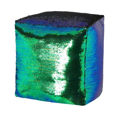 Mainstays Reversible Sequin Pouf, Mermaid Teal 17x17x17