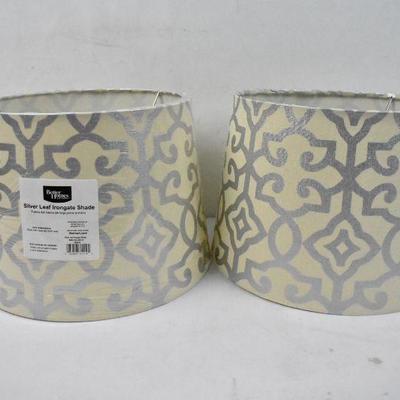 Two Better Homes and Gardens Silver Leaf Irongate Lamp Shades - New