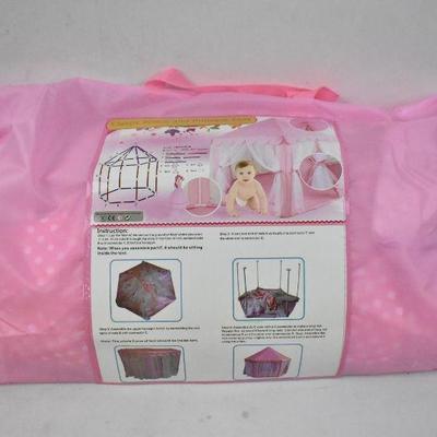 Classic Prince & Princess Tent, Pink w/ White Polka Dots & Star Lights - New