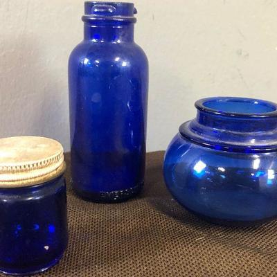 Lot#134 Antique Glass Blue jars 